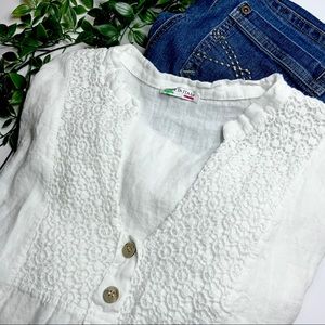 Women's White Cotton Lace-Front Tunic